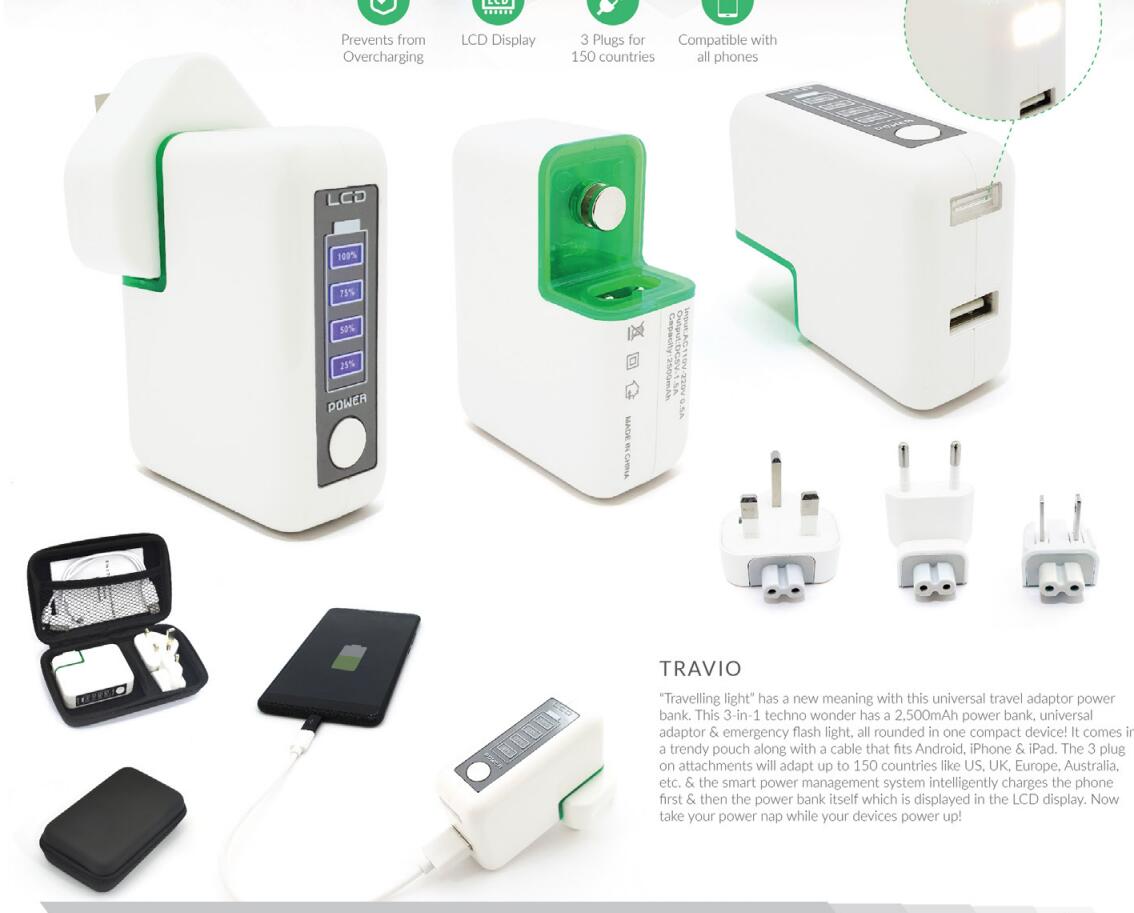 Travel adaptor with power bank 